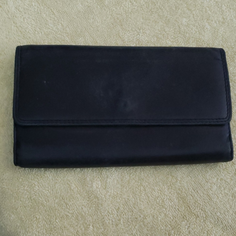 Leather wallet with checkbook holder